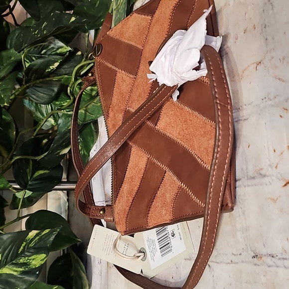 Lucky Brand NWT Gaby Crossbody 2 Face Tan Leather/Suede Patchwork Bag - Picture 7 of 11
